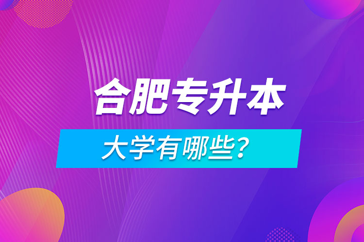 合肥專升本大學有哪些？