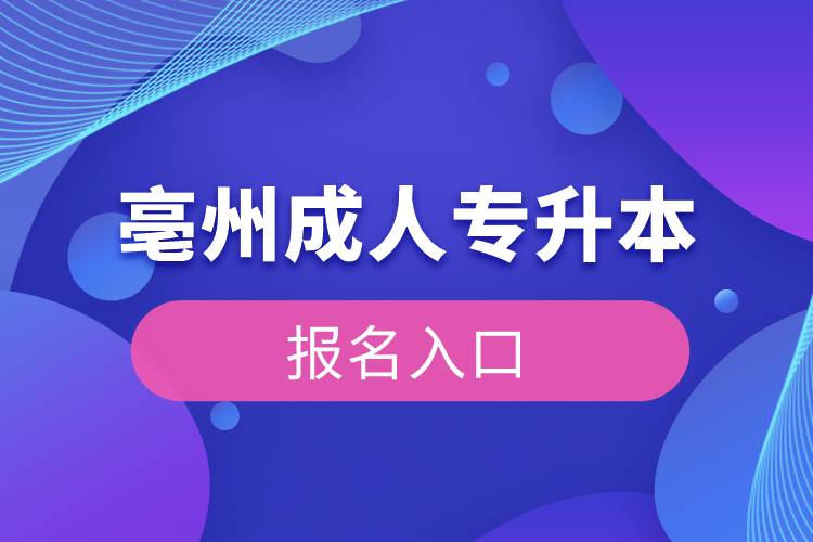 亳州成人專(zhuān)升本報(bào)名入口