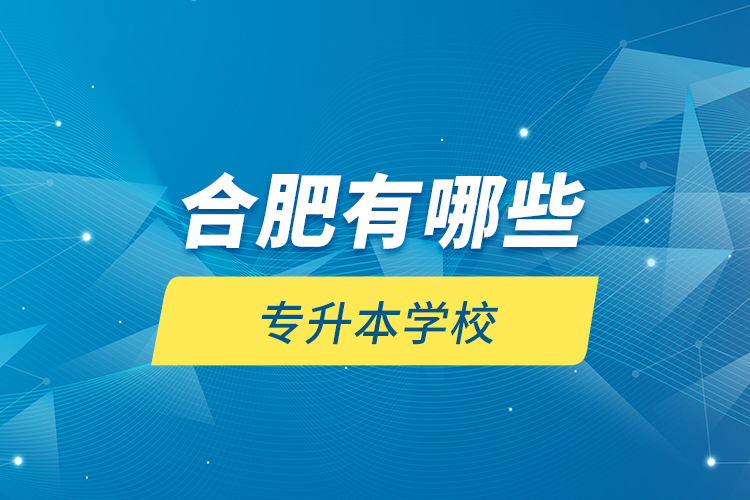 合肥有哪些專升本學(xué)校？
