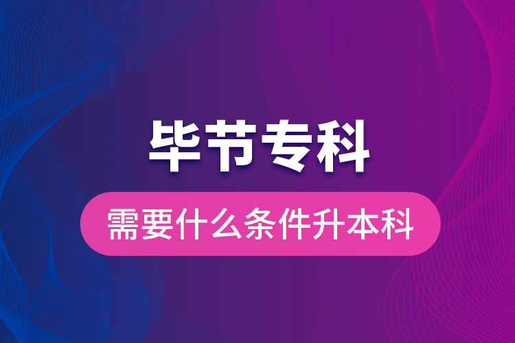 畢節(jié)?？菩枰裁礂l件升本科？