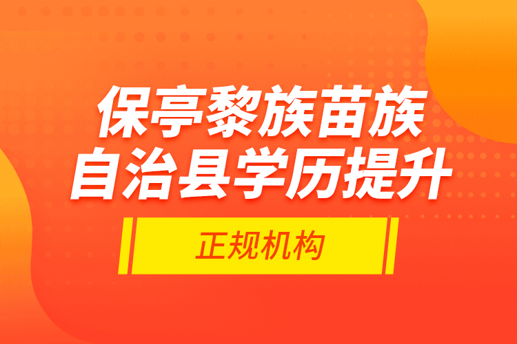 保亭黎族苗族自治縣學(xué)歷提升的正規(guī)機構(gòu)